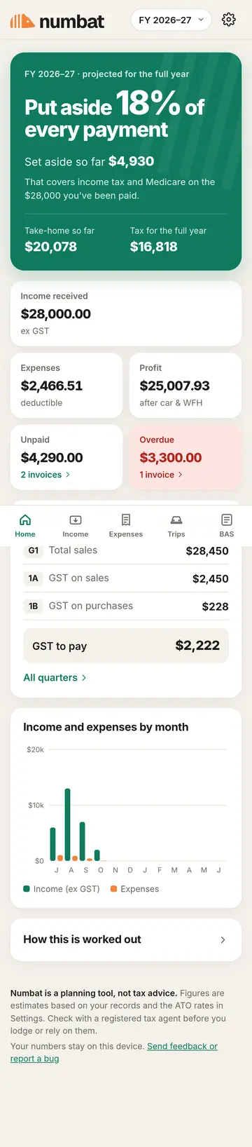 The Numbat app on a phone